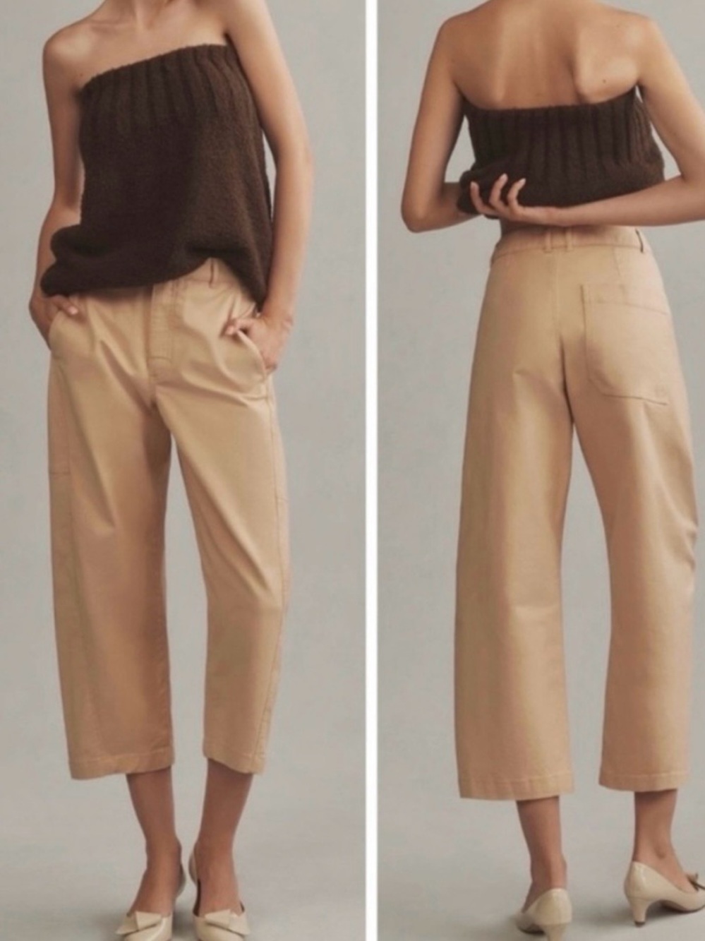Anthropologie Maeve High Rise Curved Cropped Barrel Leg Pants NEW With Tag